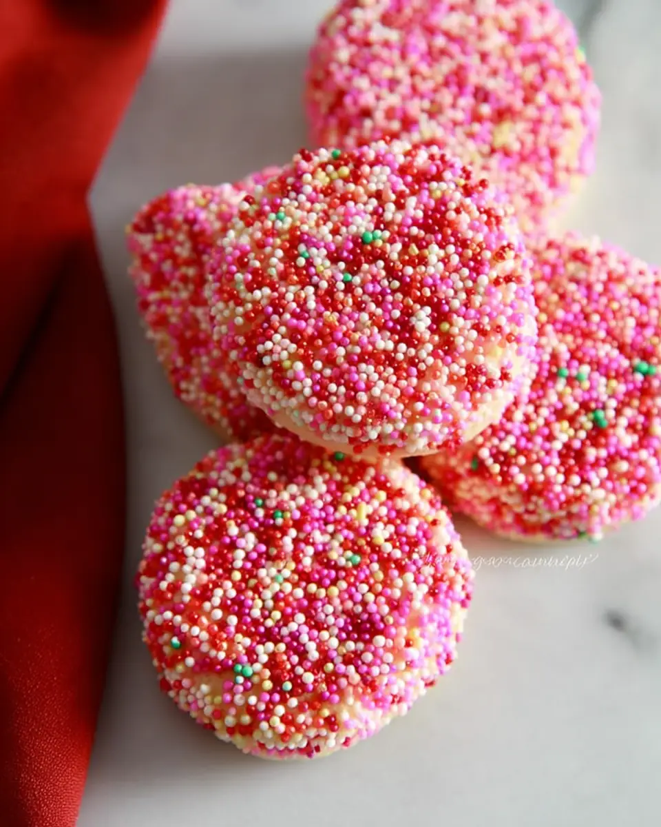 A delicious plate of Valentine Sprinkle Sugar Cookies