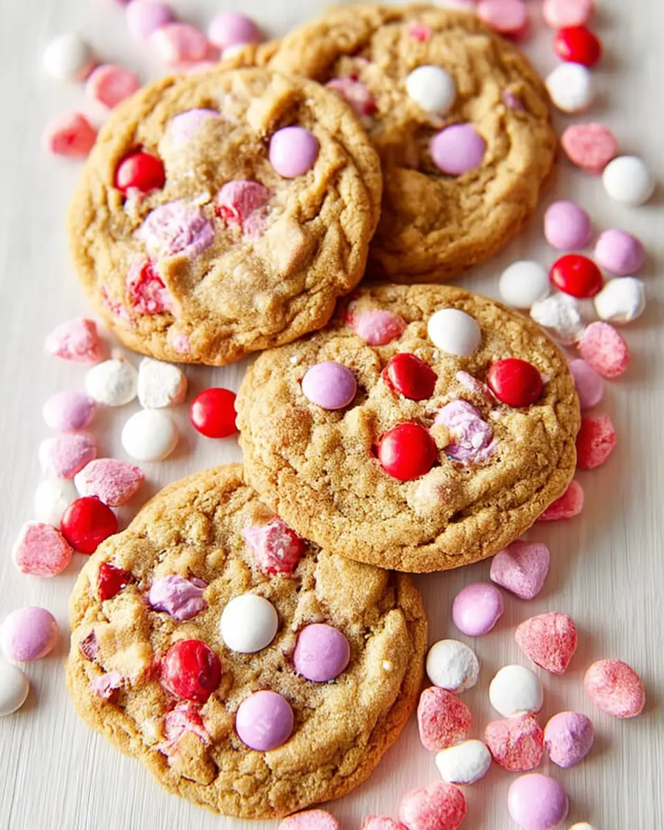 A delicious plate of Valentine’s Day M&M Cookies