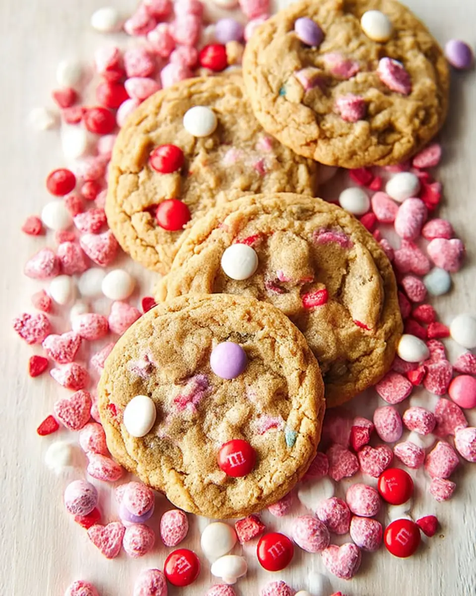 A delicious plate of Valentine’s Day M&M Cookies