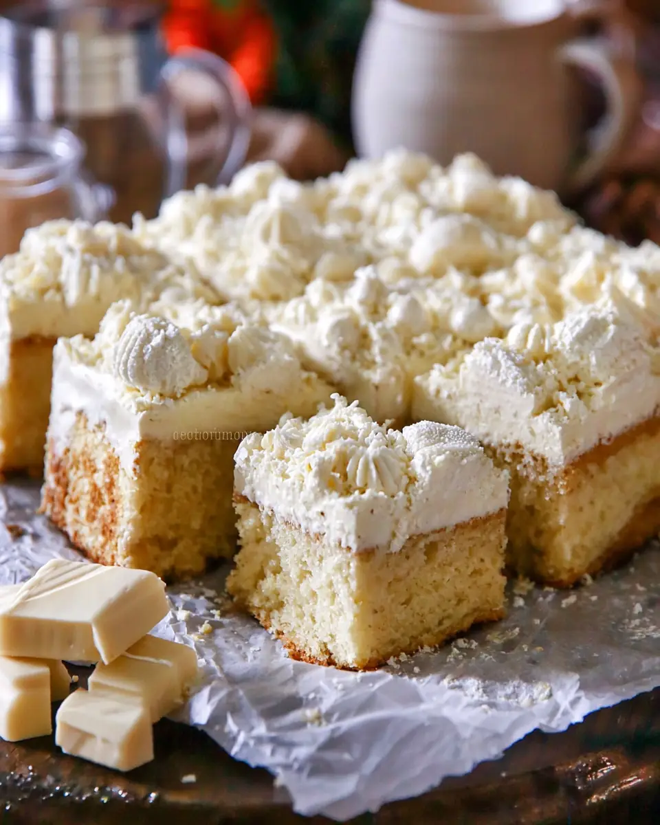 A delicious plate of White Chocolate Cake