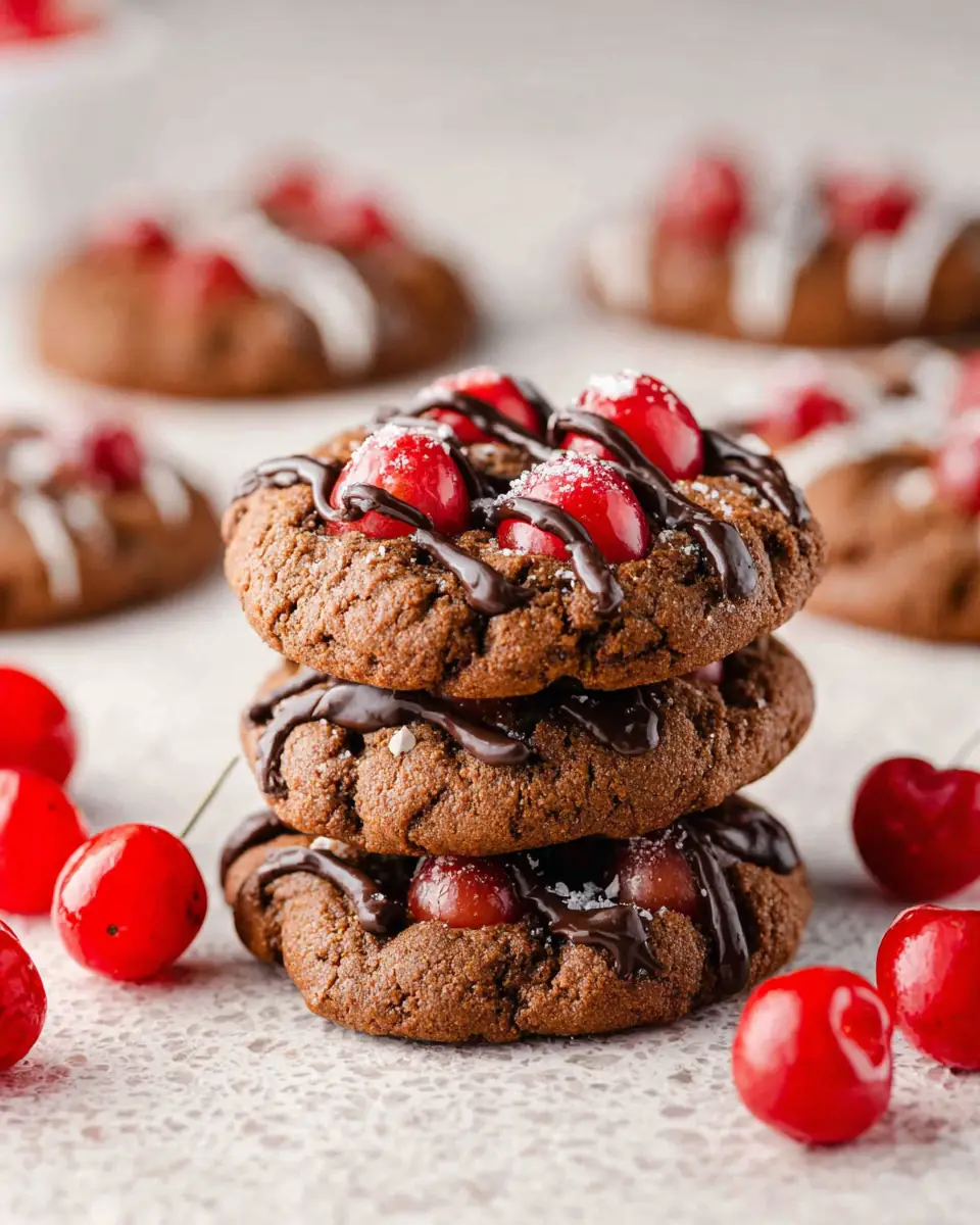 A delicious plate of Chocolate Cherry Cookies