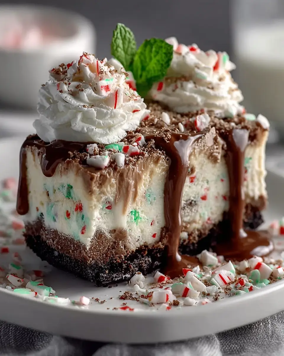 A delicious plate of No-bake Peppermint Cheesecake