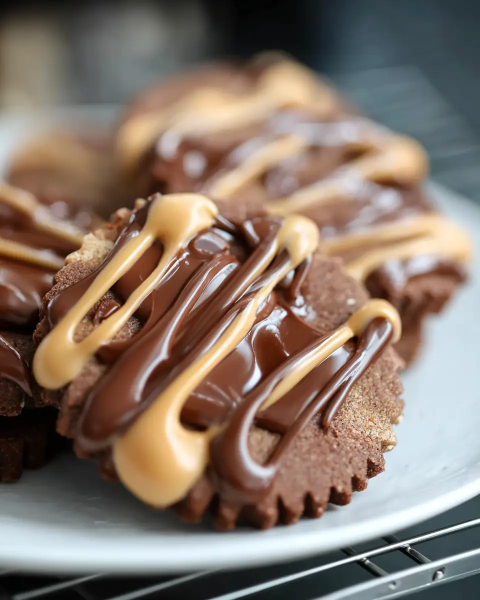 A delicious plate of Peanut Butter Chocolate Shortbread Cookies