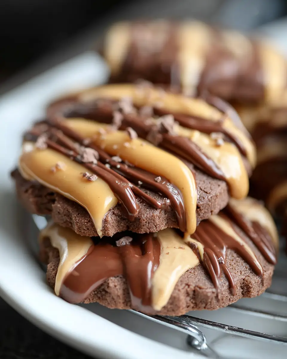 A delicious plate of Peanut Butter Chocolate Shortbread Cookies