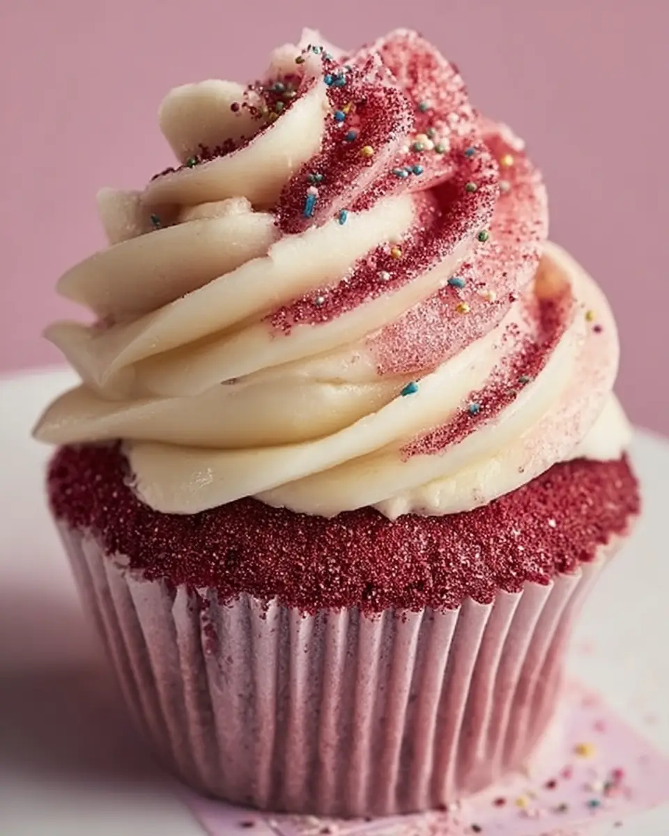 Pink Velvet Cupcakes with Vanilla Buttercream Frosting
