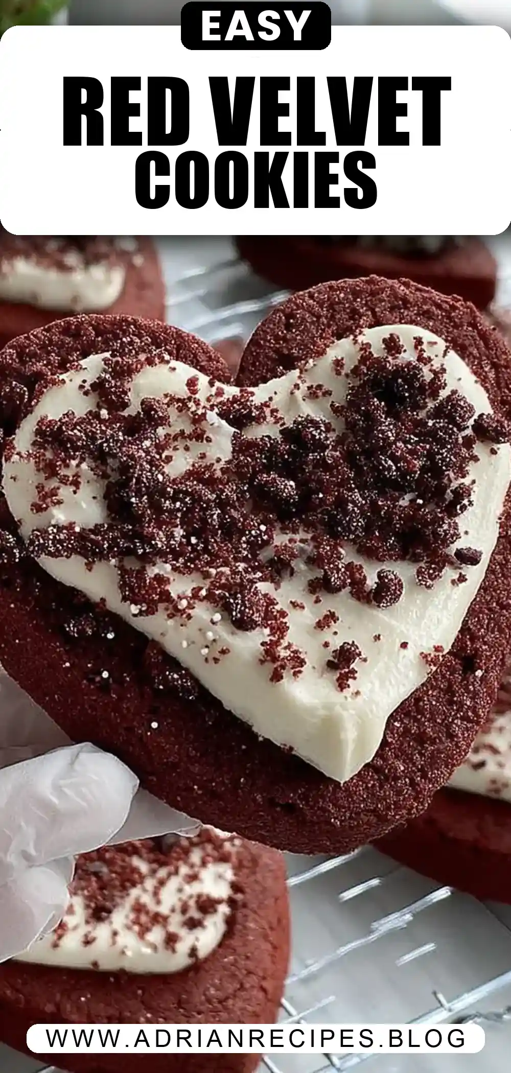 Heart Shaped Red Velvet Frosted Cookies