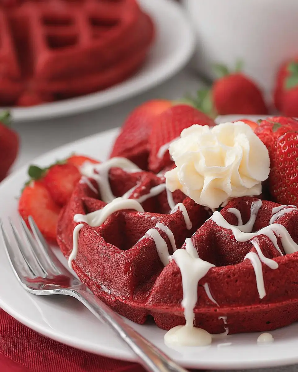 A delicious plate of Red Velvet Waffles