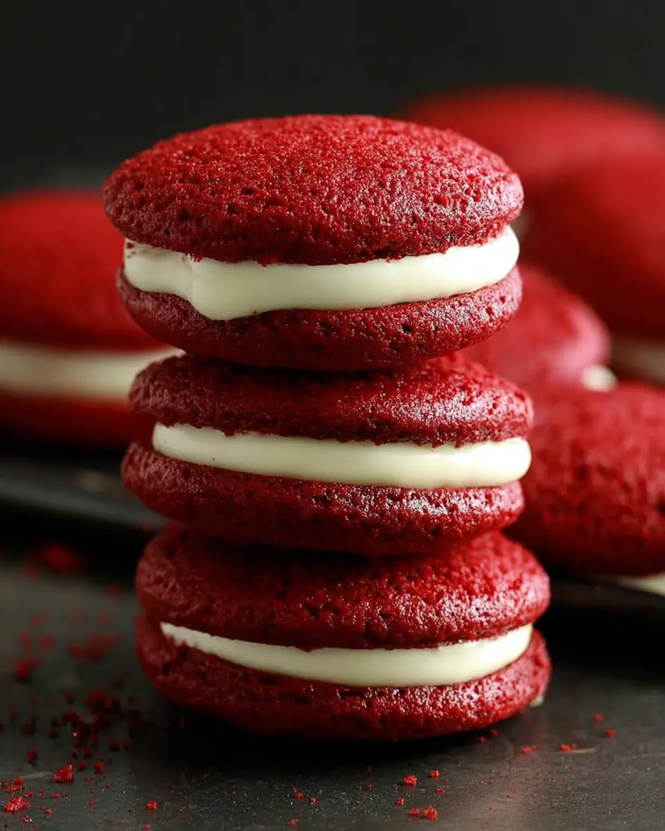 A delicious plate of Red Velvet Whoopie Pies