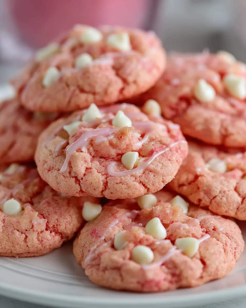 A delicious plate of Strawberry Cake Mix Cookies
