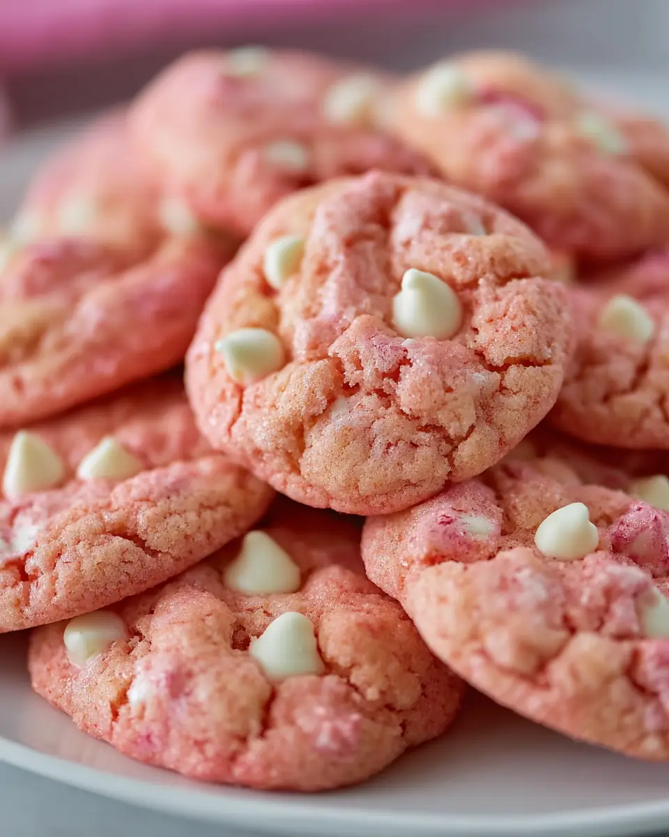 A delicious plate of Strawberry Cake Mix Cookies