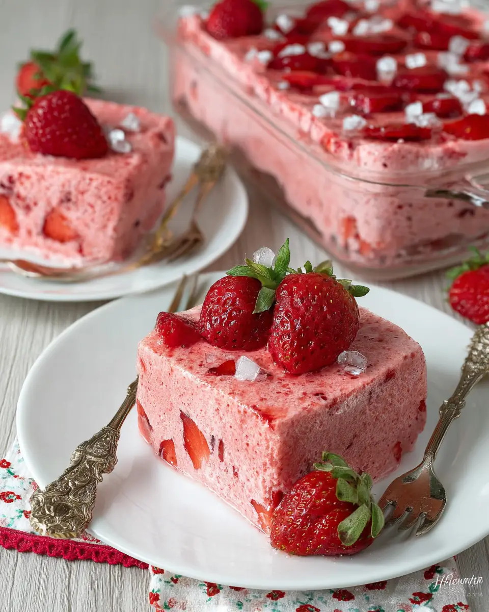 A delicious plate of Strawberry Jello Salad