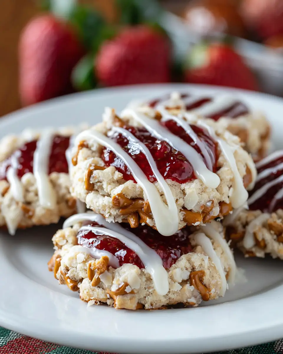 A delicious plate of Strawberry Pretzel Cookies
