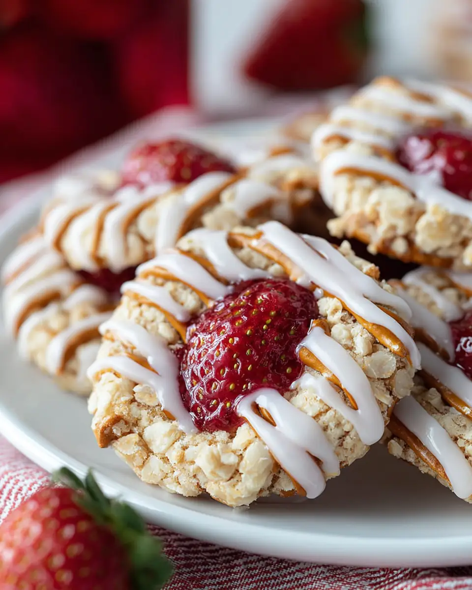 A delicious plate of Strawberry Pretzel Cookies