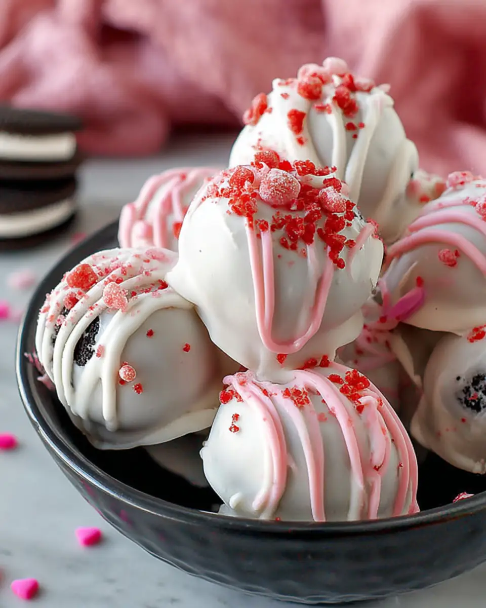 A delicious plate of Valentine's Day Oreo Truffles