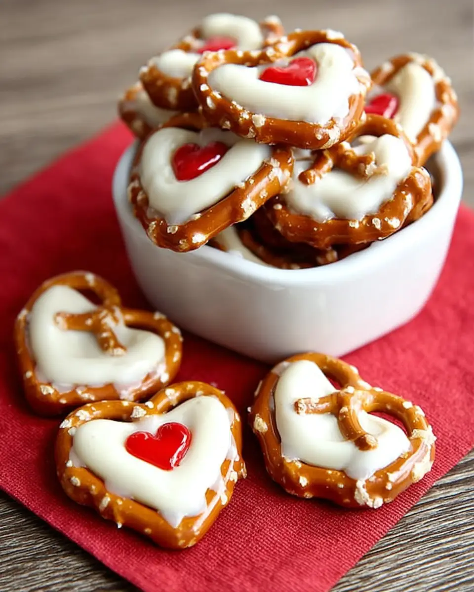 A delicious plate of White Chocolate Pretzel Hearts Recipe