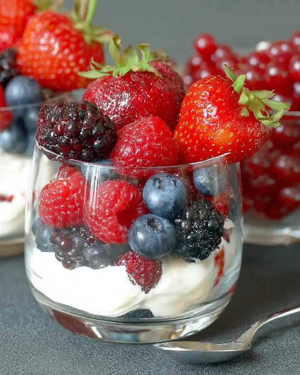 A delicious plate of Berries with Sweet Mascarpone Cream Recipe