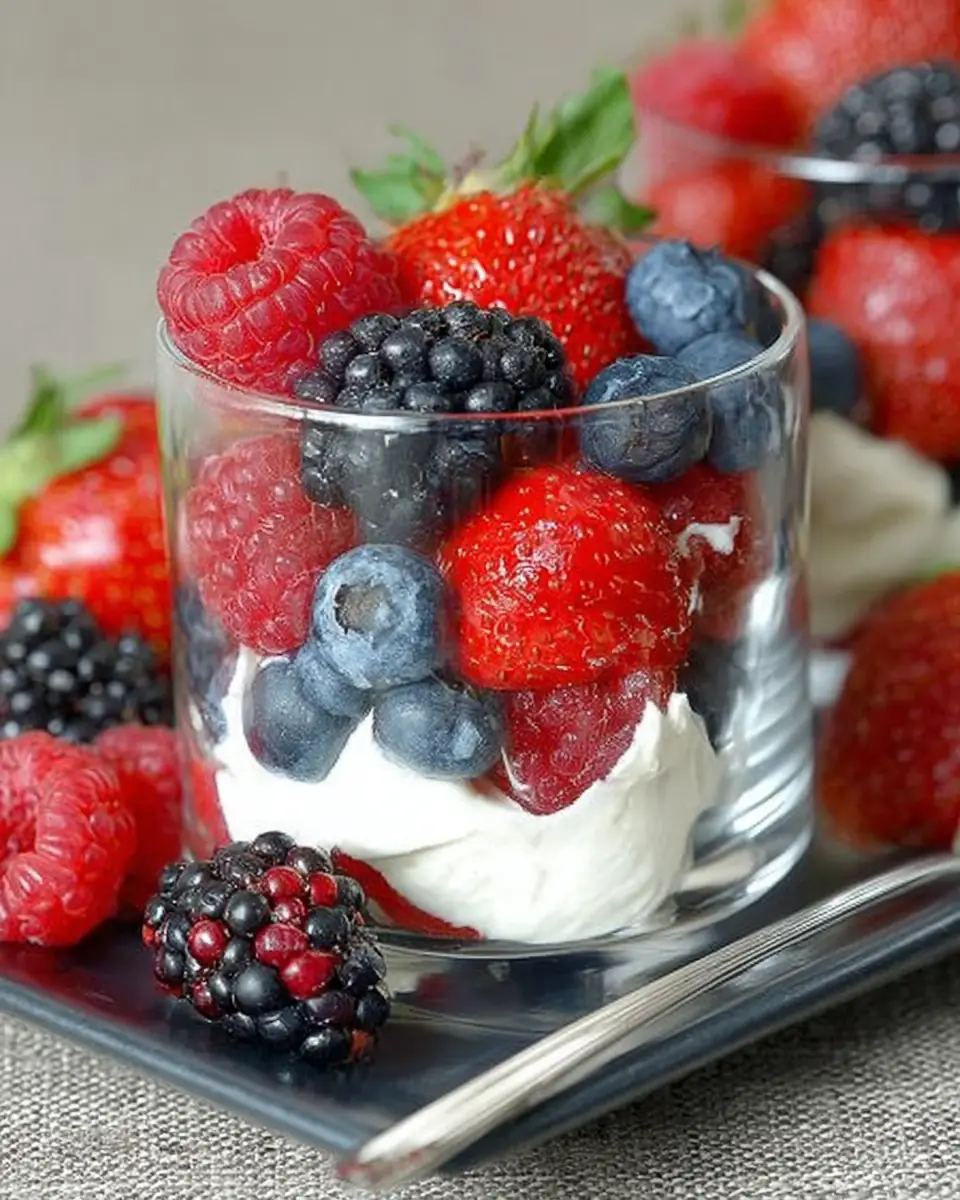 A delicious plate of Berries with Sweet Mascarpone Cream Recipe