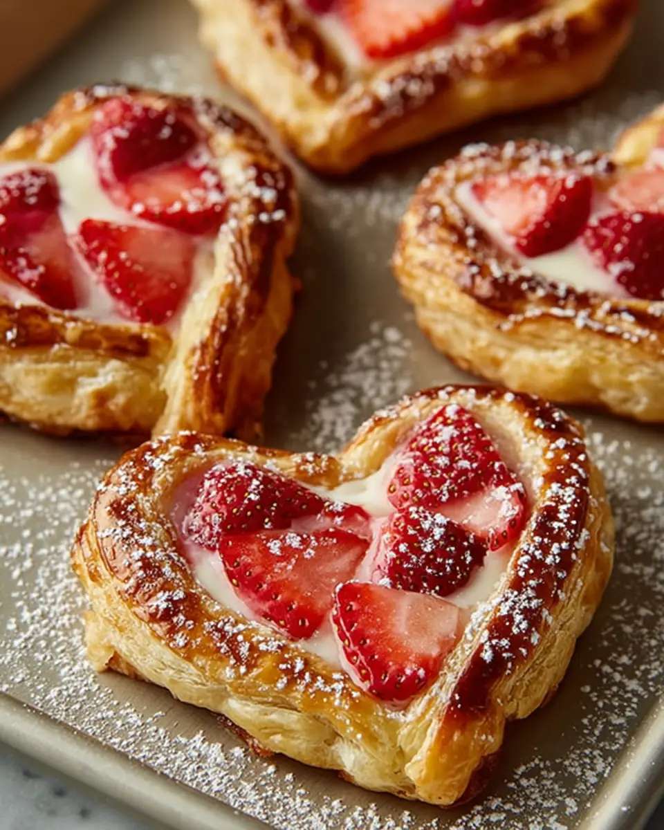 A delicious plate of Best Strawberry Cream Cheese Heart Danishes Recipe (Valentine’s Perfect!)