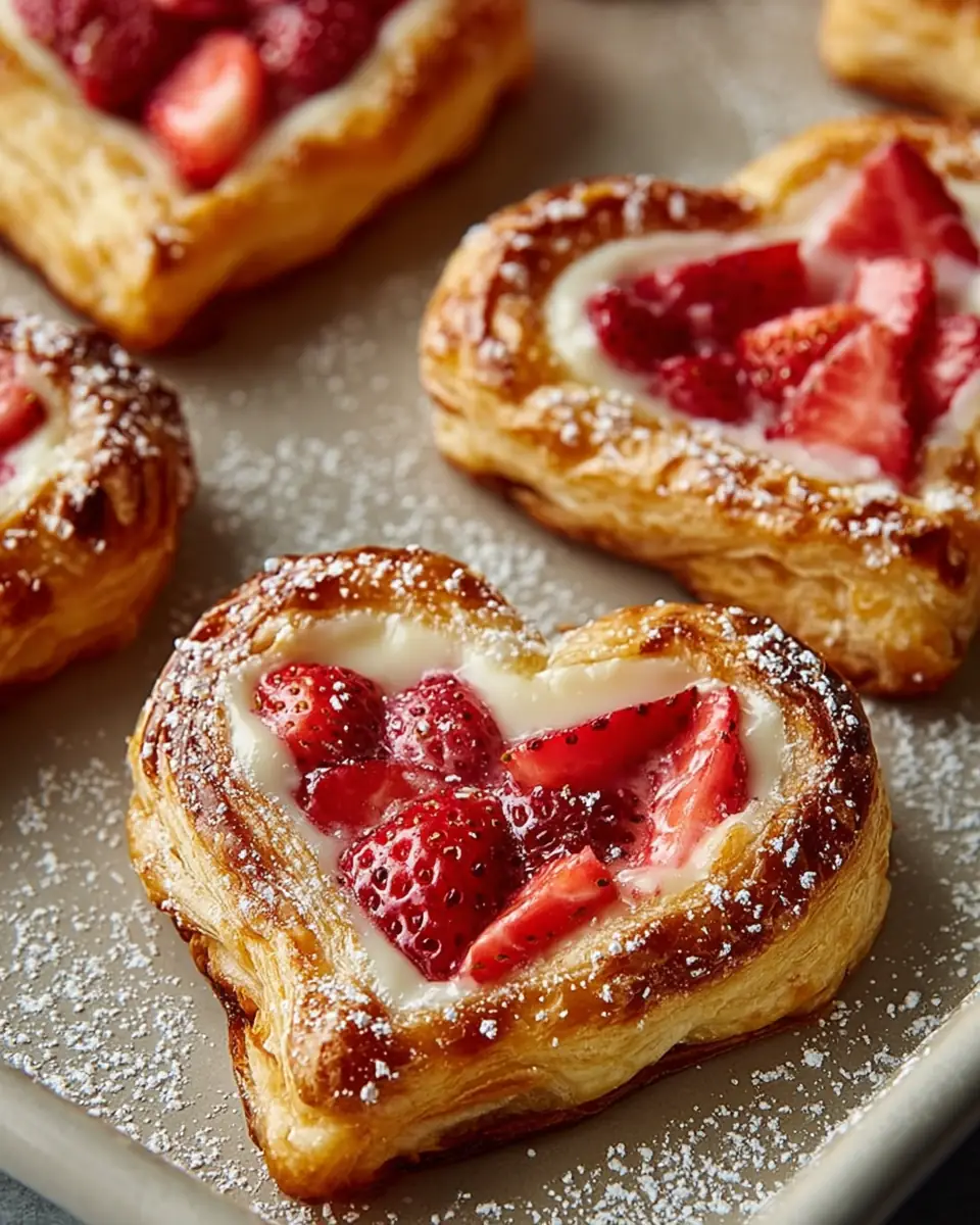 A delicious plate of Best Strawberry Cream Cheese Heart Danishes Recipe (Valentine’s Perfect!)