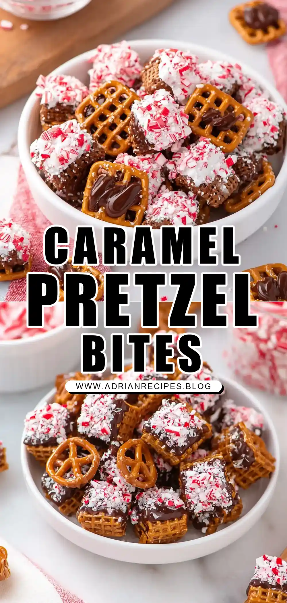 Christmas Caramel Pretzel Bites