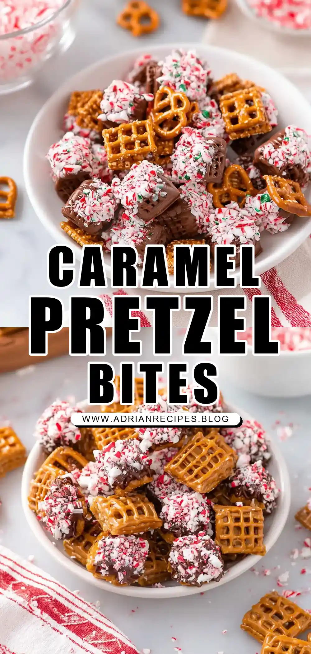 Christmas Caramel Pretzel Bites