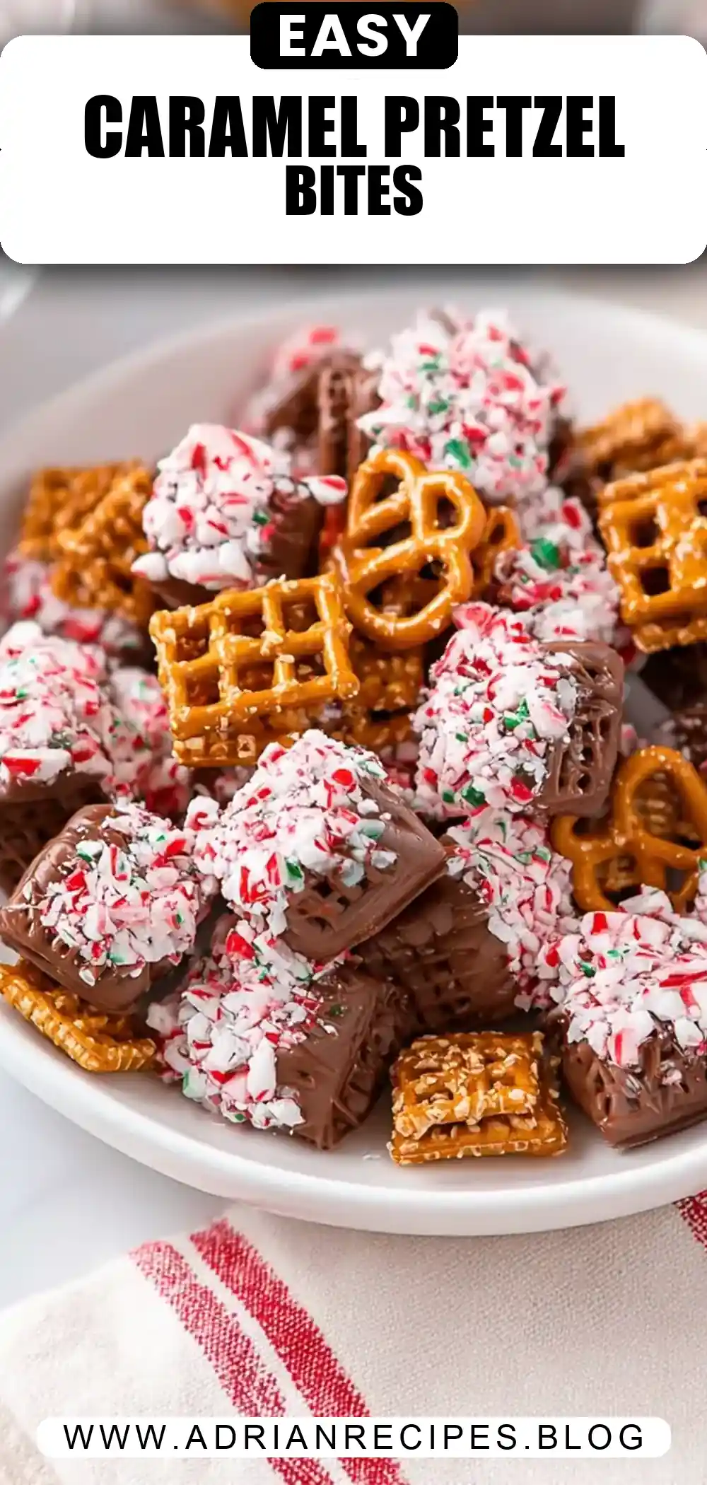 Christmas Caramel Pretzel Bites