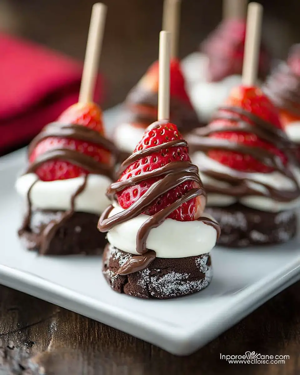 A delicious plate of Chocolate Strawberry Dessert Kabobs