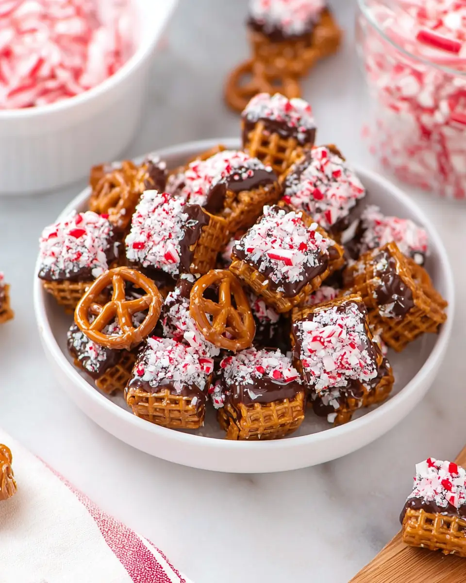 A delicious plate of Christmas Caramel Pretzel Bites