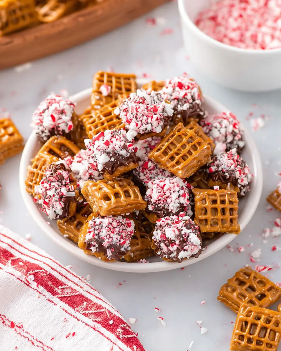A delicious plate of Christmas Caramel Pretzel Bites