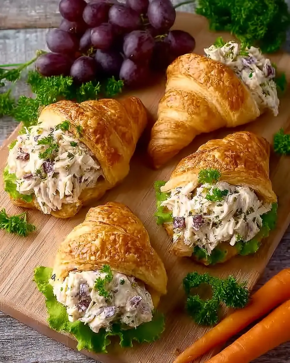 A delicious plate of Crispy Easter Chicken Salad Crescent Rolls
