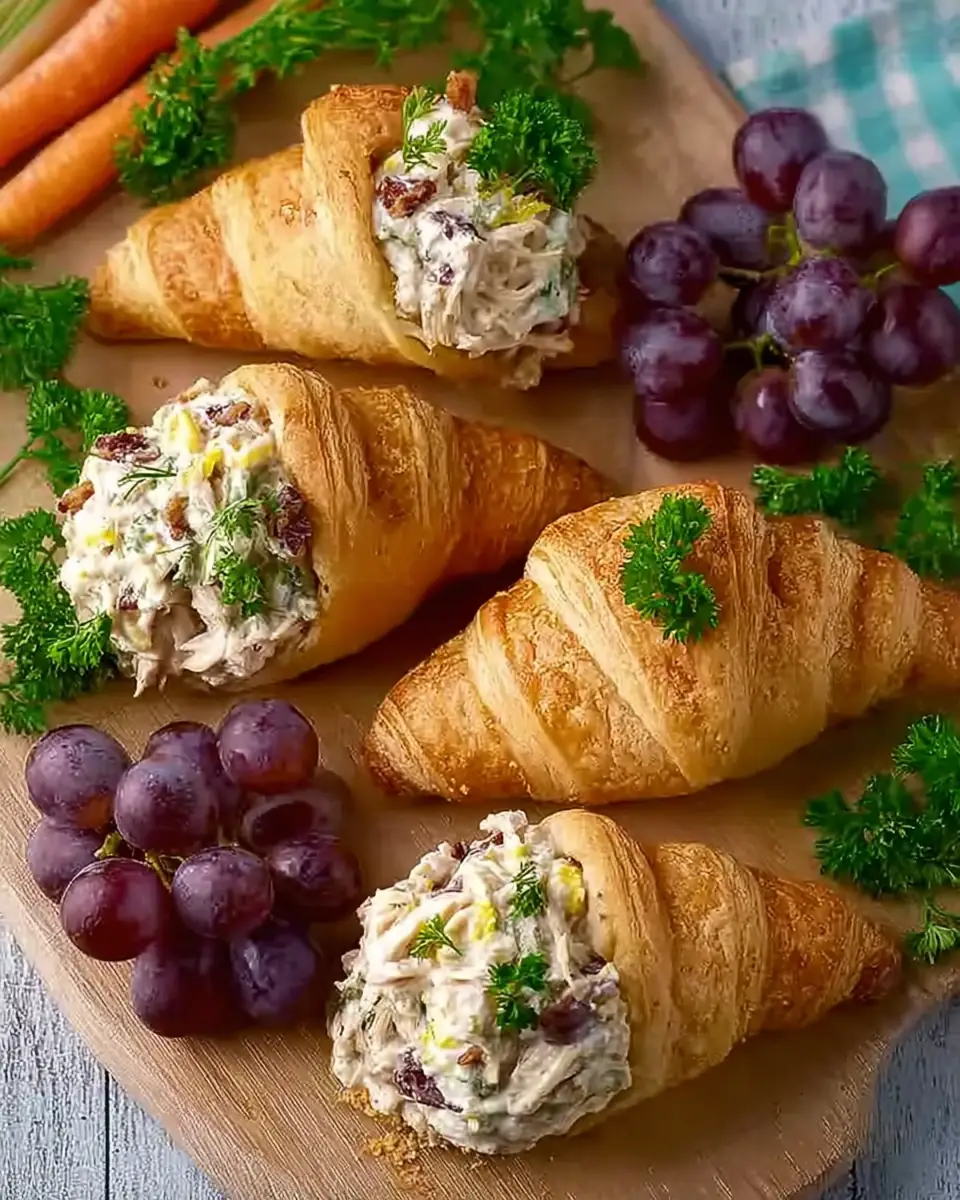 A delicious plate of Crispy Easter Chicken Salad Crescent Rolls