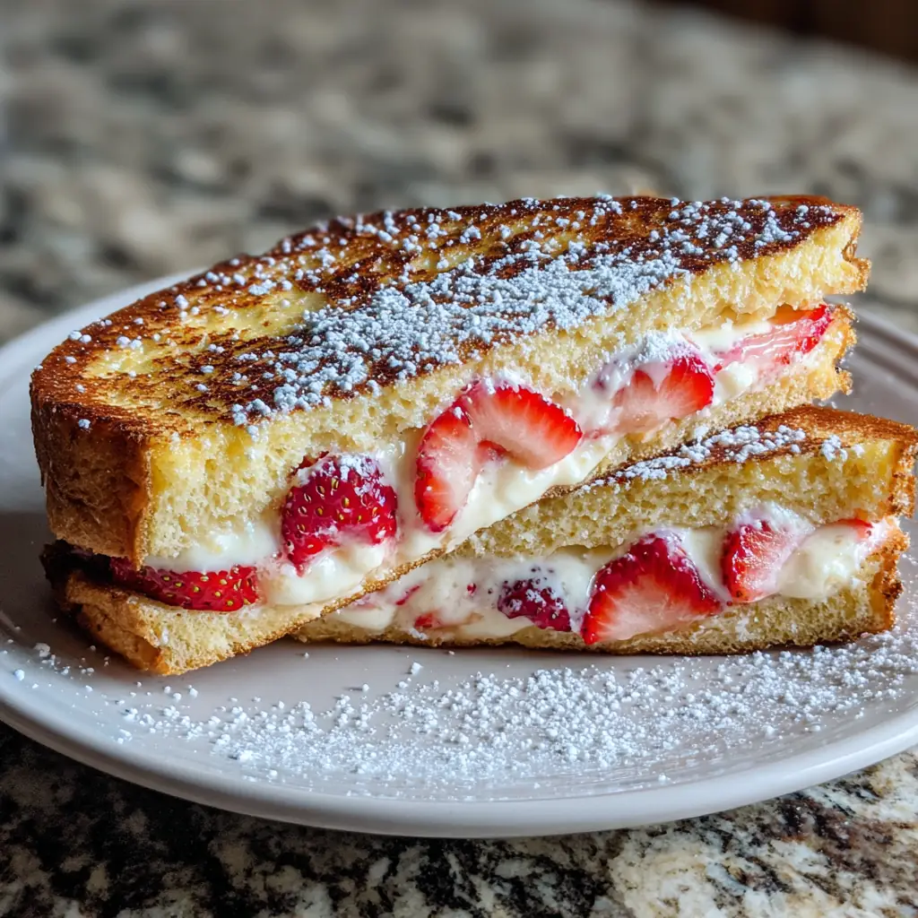 A delicious plate of DELICIOUS COPYCAT IHOP STUFFED FRENCH TOAST RECIPE