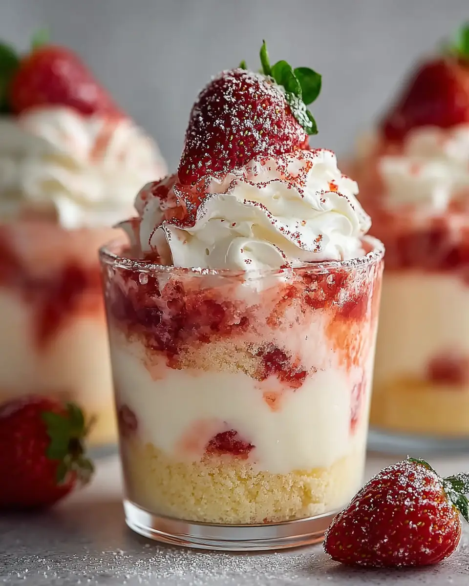 A delicious plate of Delicious Strawberry Shortcake Pudding Cups Recipe to Enjoy!