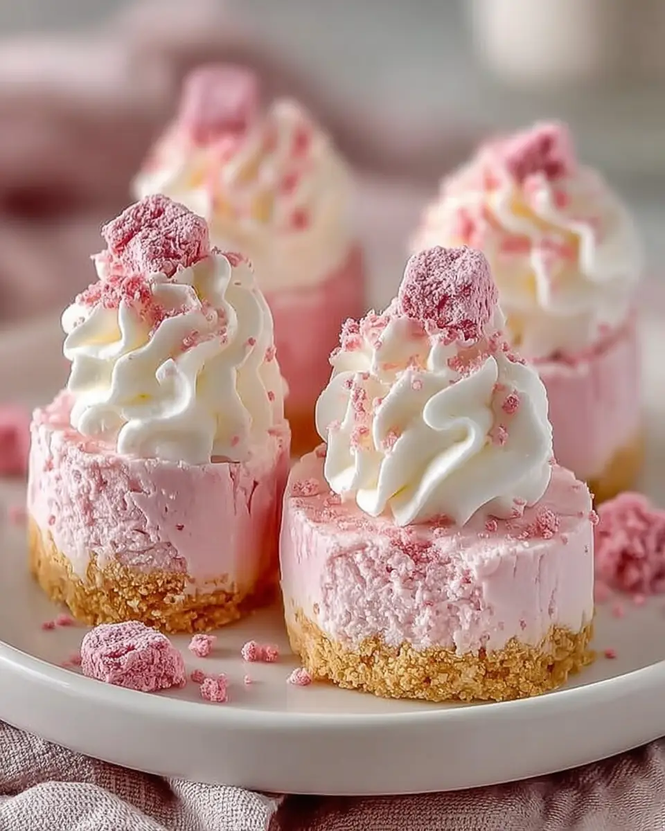 A delicious plate of No Bake Pink Velvet Cheesecake Bites: Easy, Creamy, and Perfectly Pretty