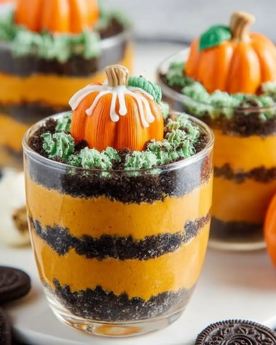 A delicious plate of Pumpkin Patch Pudding Cups Recipe