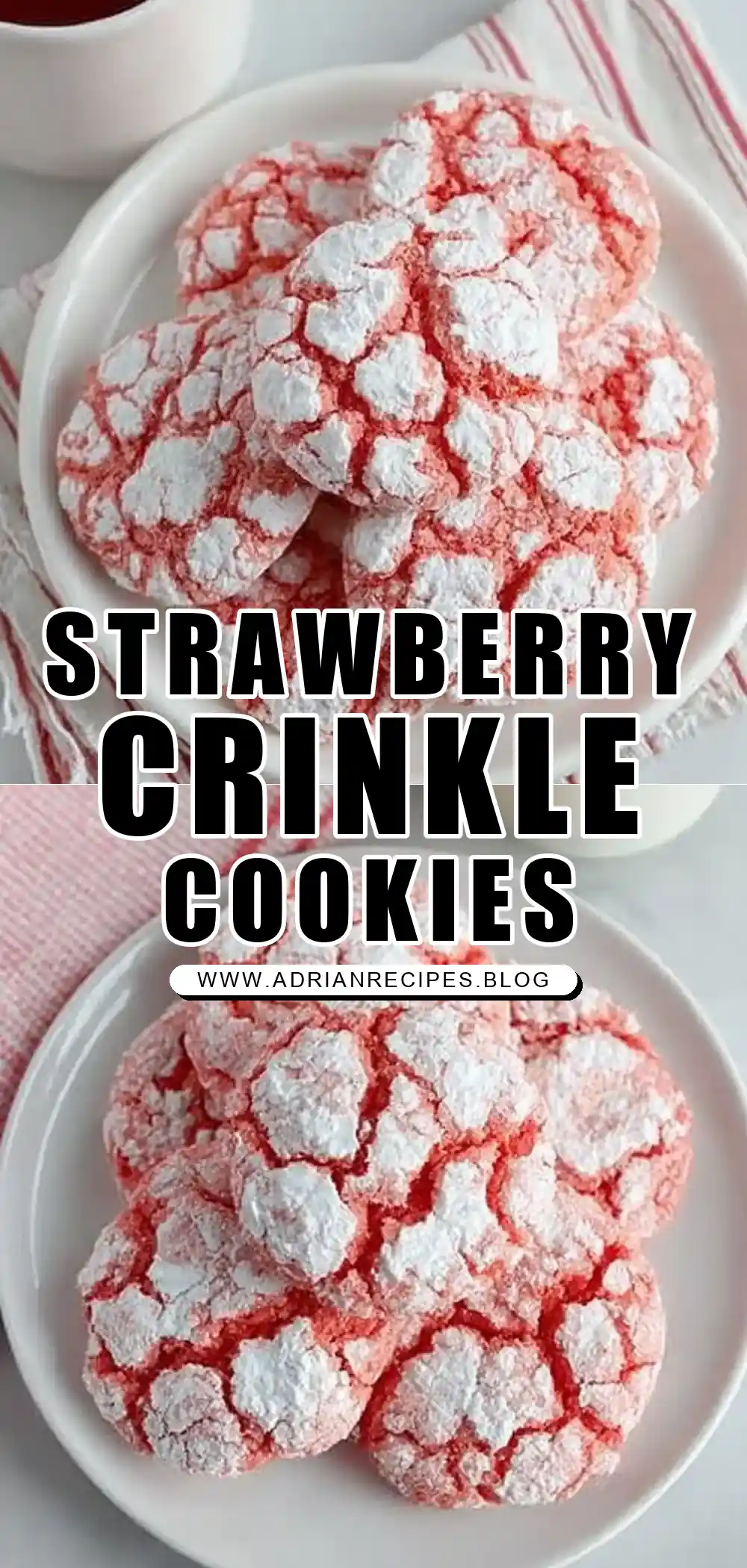 Easy Strawberry Crinkle Cookies with Cake Mix