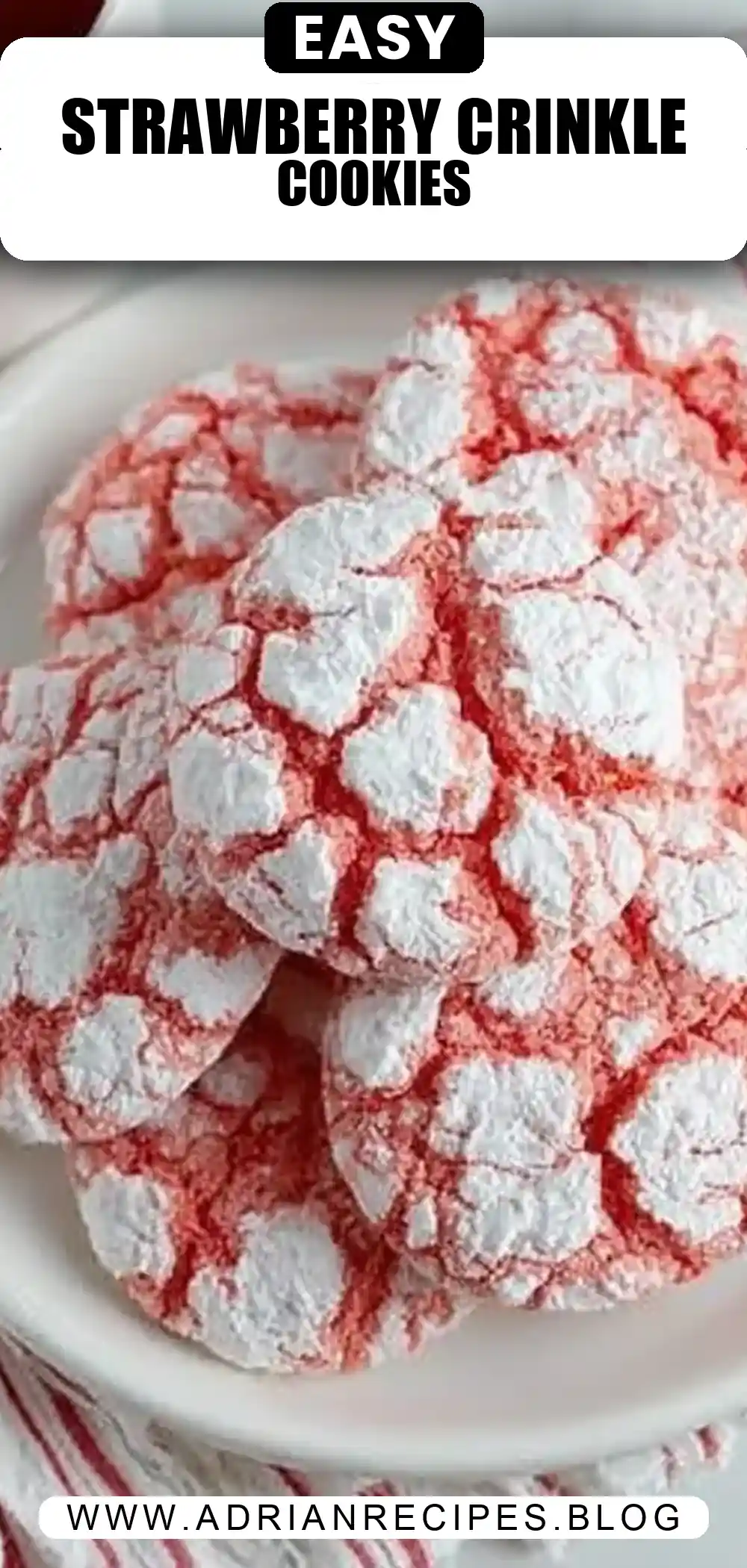 Easy Strawberry Crinkle Cookies with Cake Mix