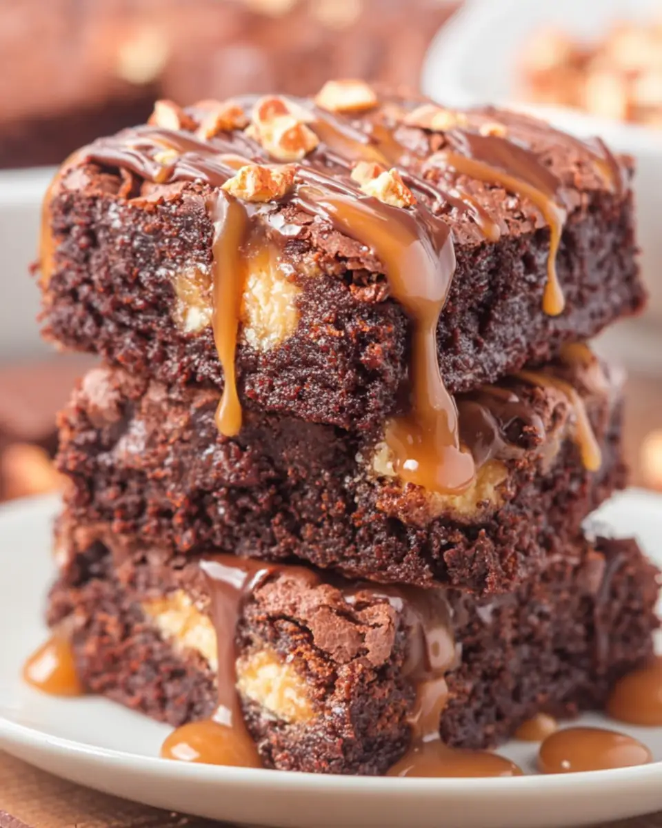 A delicious plate of Snickers Brownies