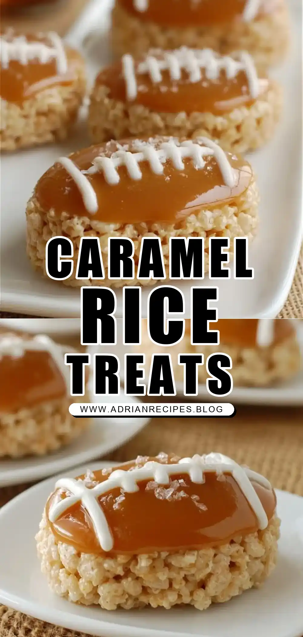 Salted Caramel Rice Krispies Football Treats!