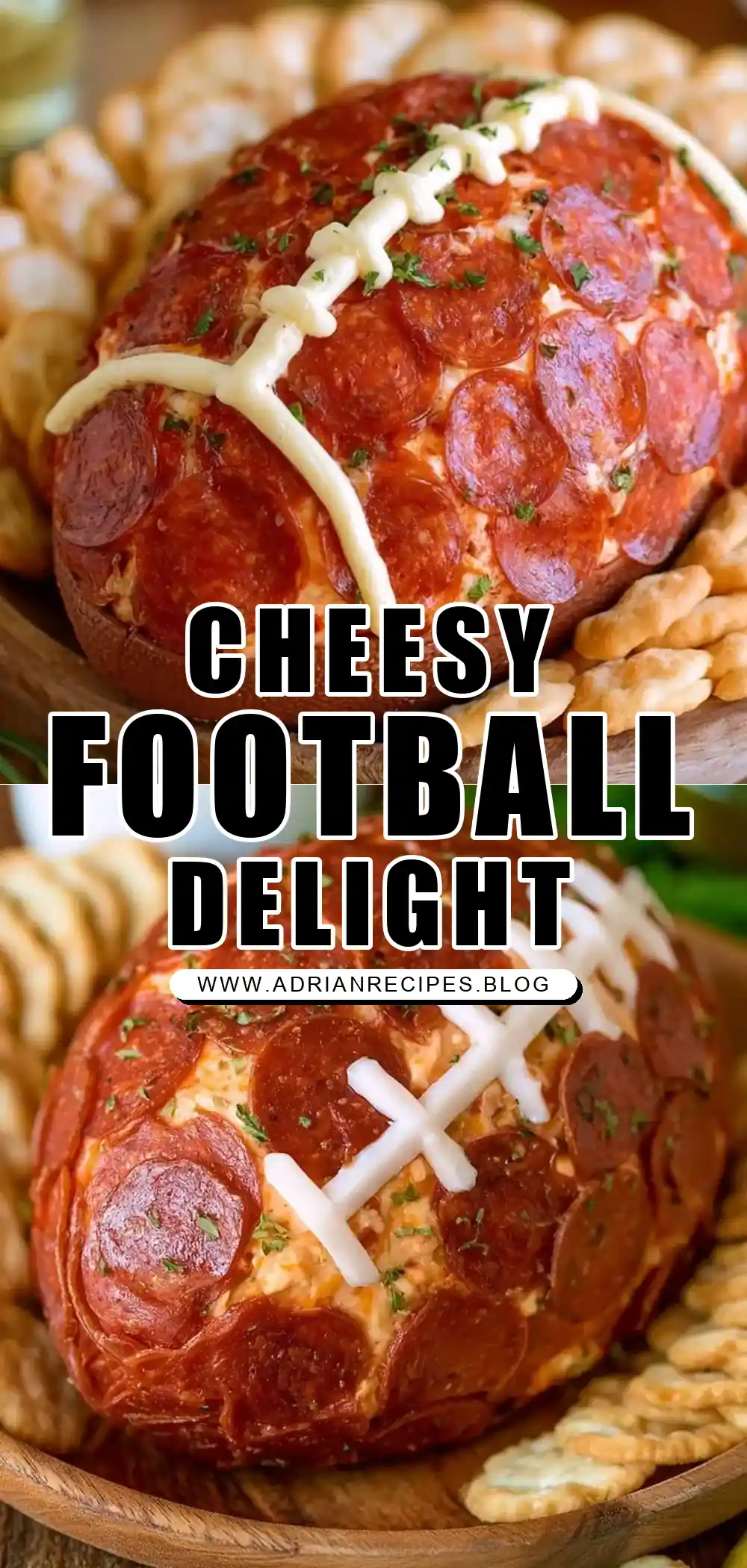 Pepperoni Pizza Football Cheese Ball