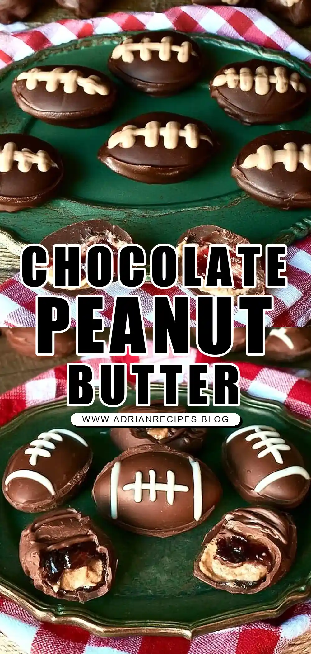 Peanut Butter and Jelly Chocolate Footballs