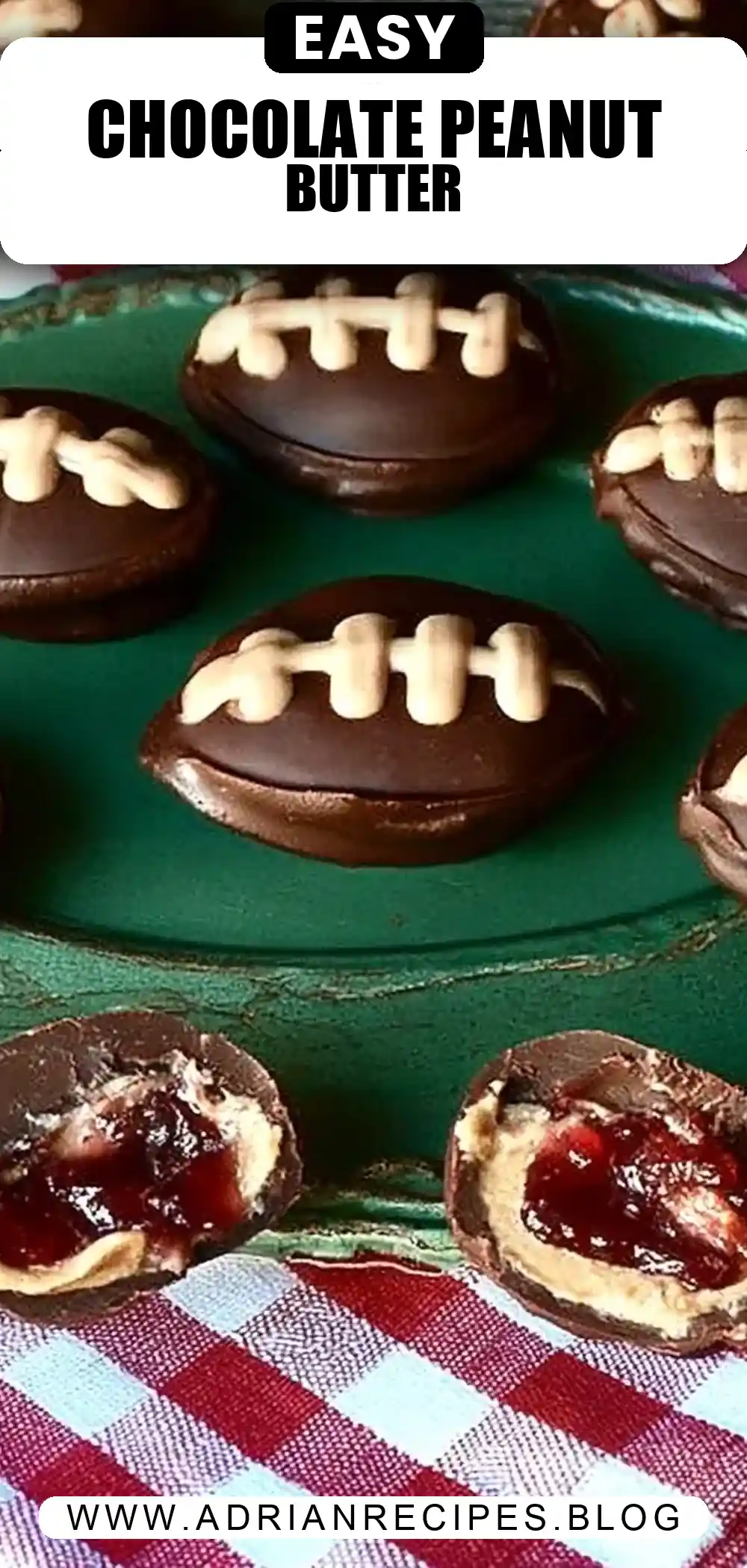 Peanut Butter and Jelly Chocolate Footballs