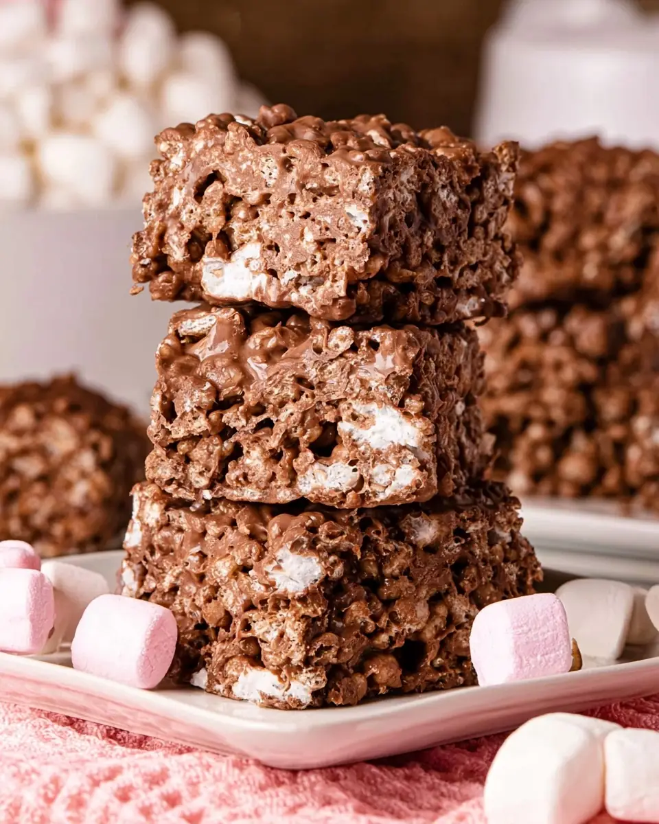 A delicious plate of Chocolate Rice Krispie Treats Recipe