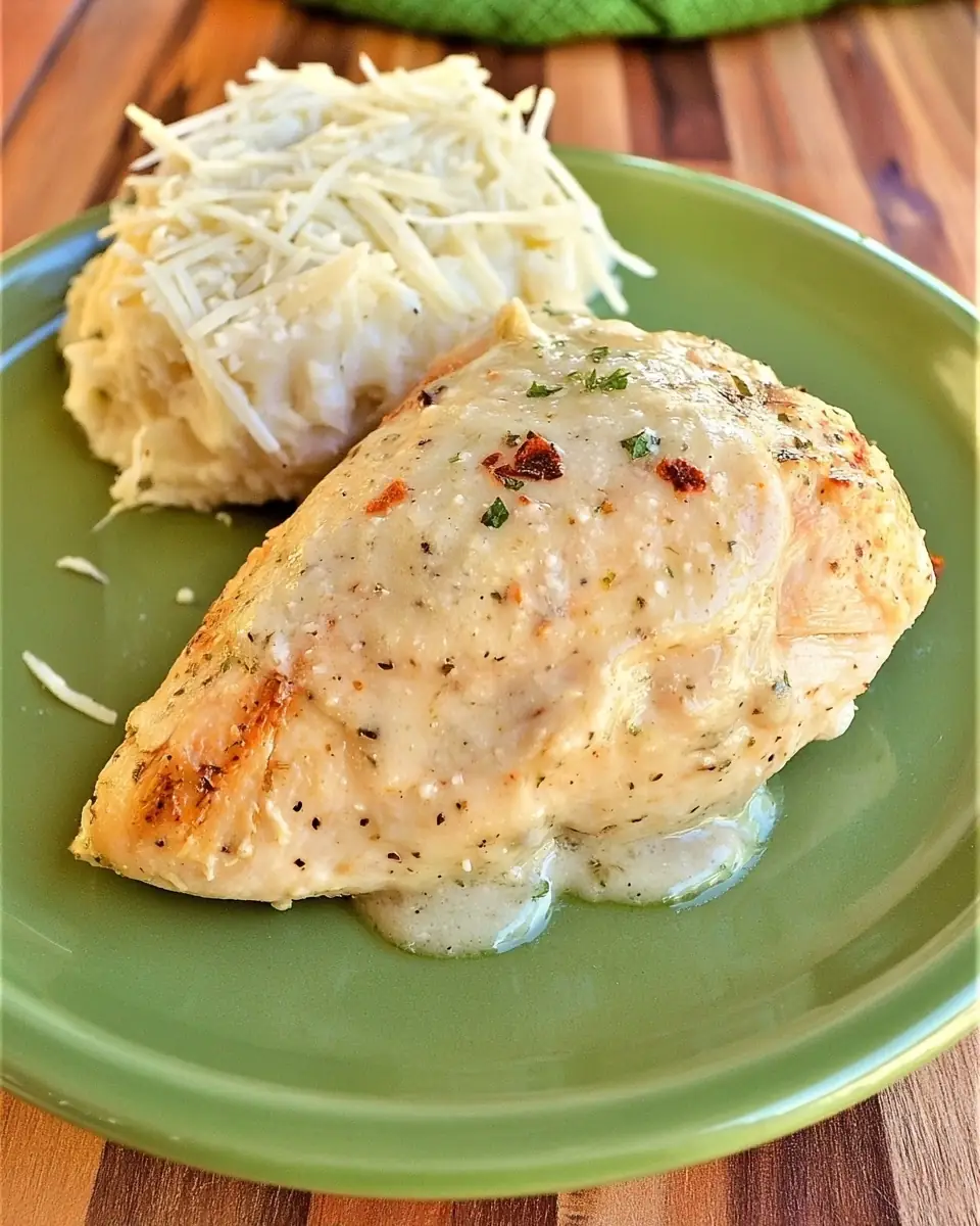 A delicious plate of Crock Pot Garlic Parmesan Chicken