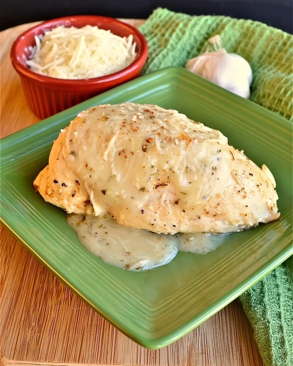 A delicious plate of Crock Pot Garlic Parmesan Chicken