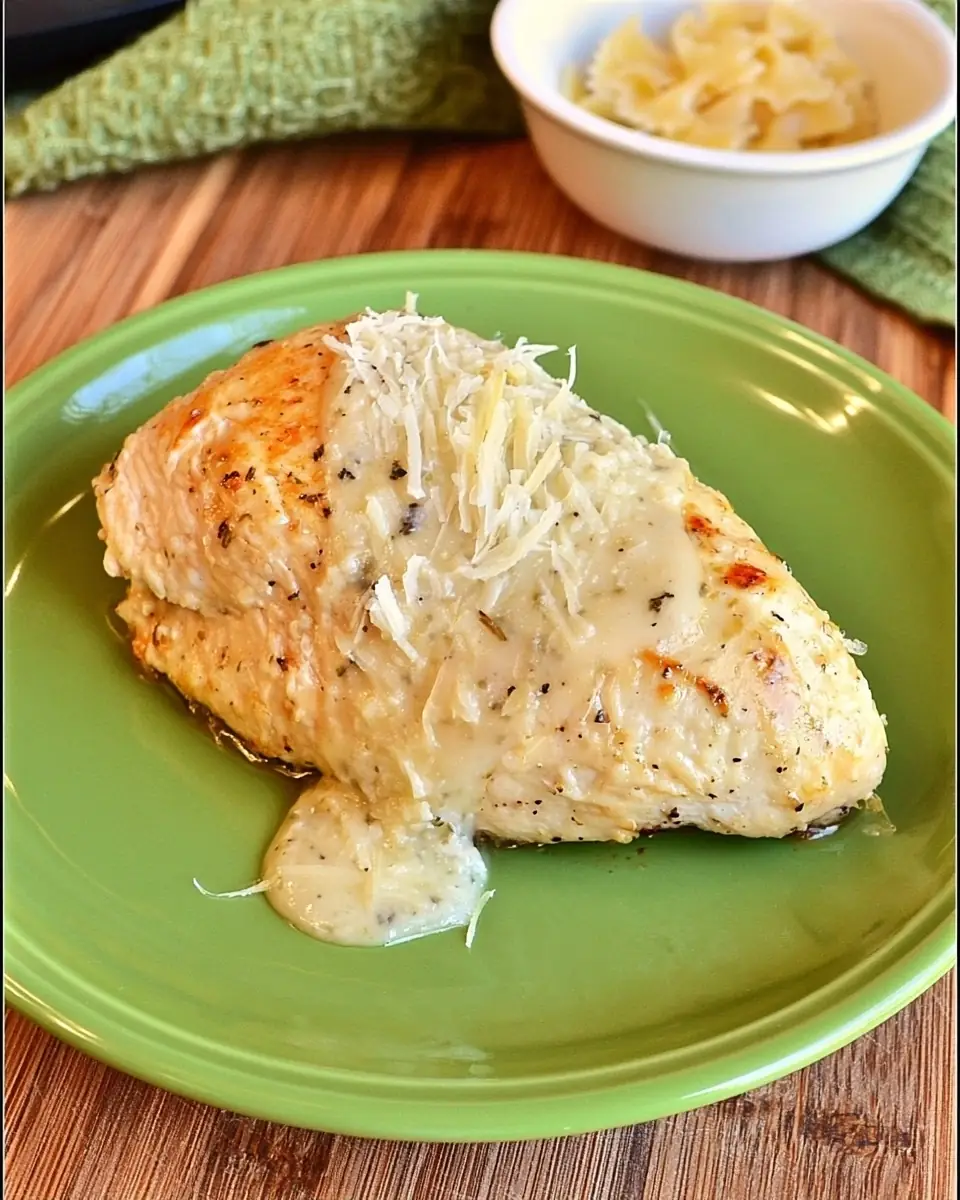 A delicious plate of Crock Pot Garlic Parmesan Chicken