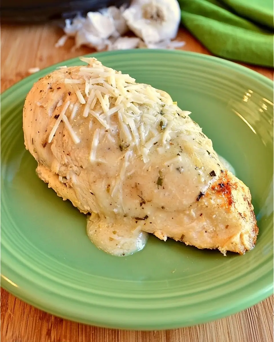 A delicious plate of Crock Pot Garlic Parmesan Chicken