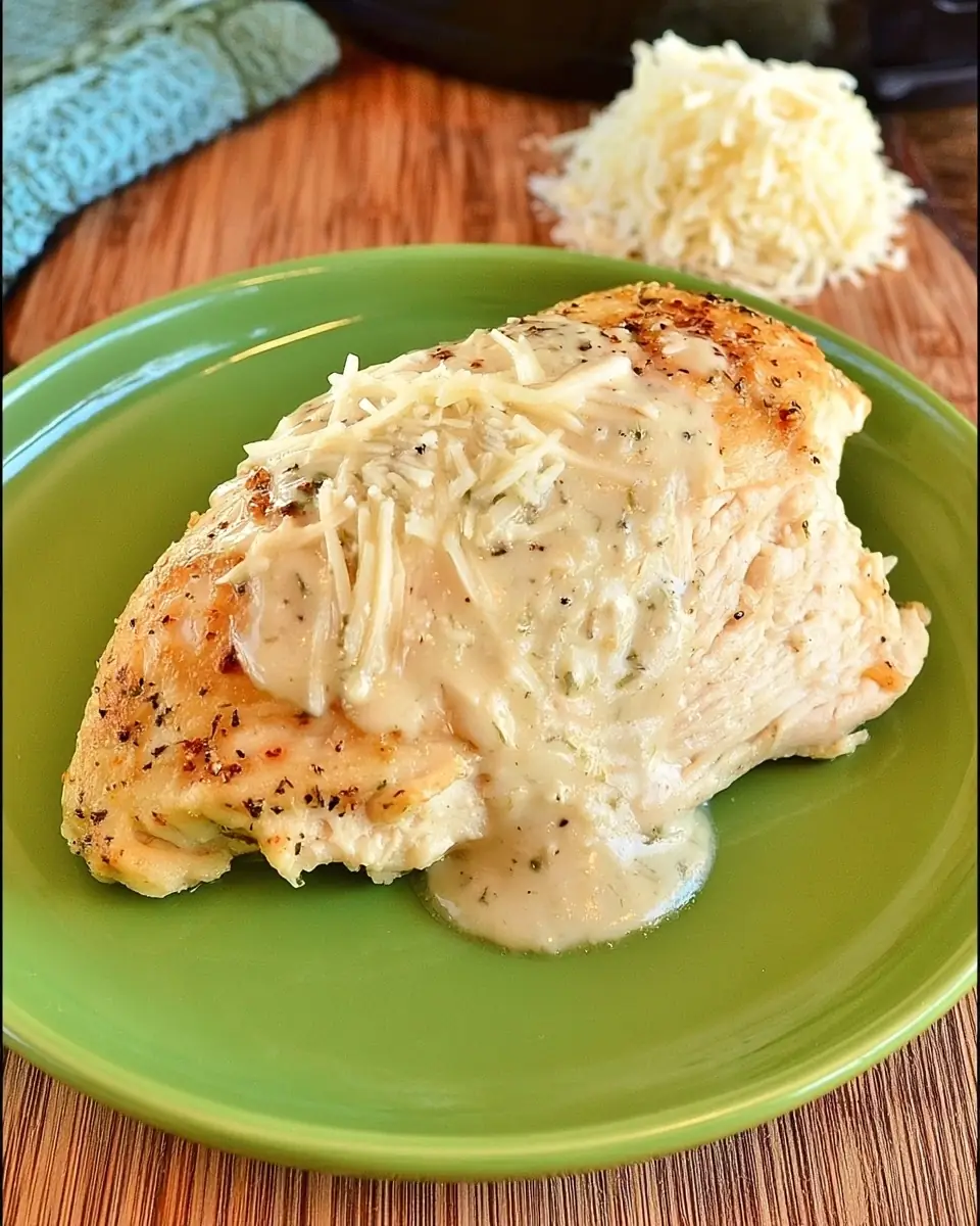 A delicious plate of Crock Pot Garlic Parmesan Chicken