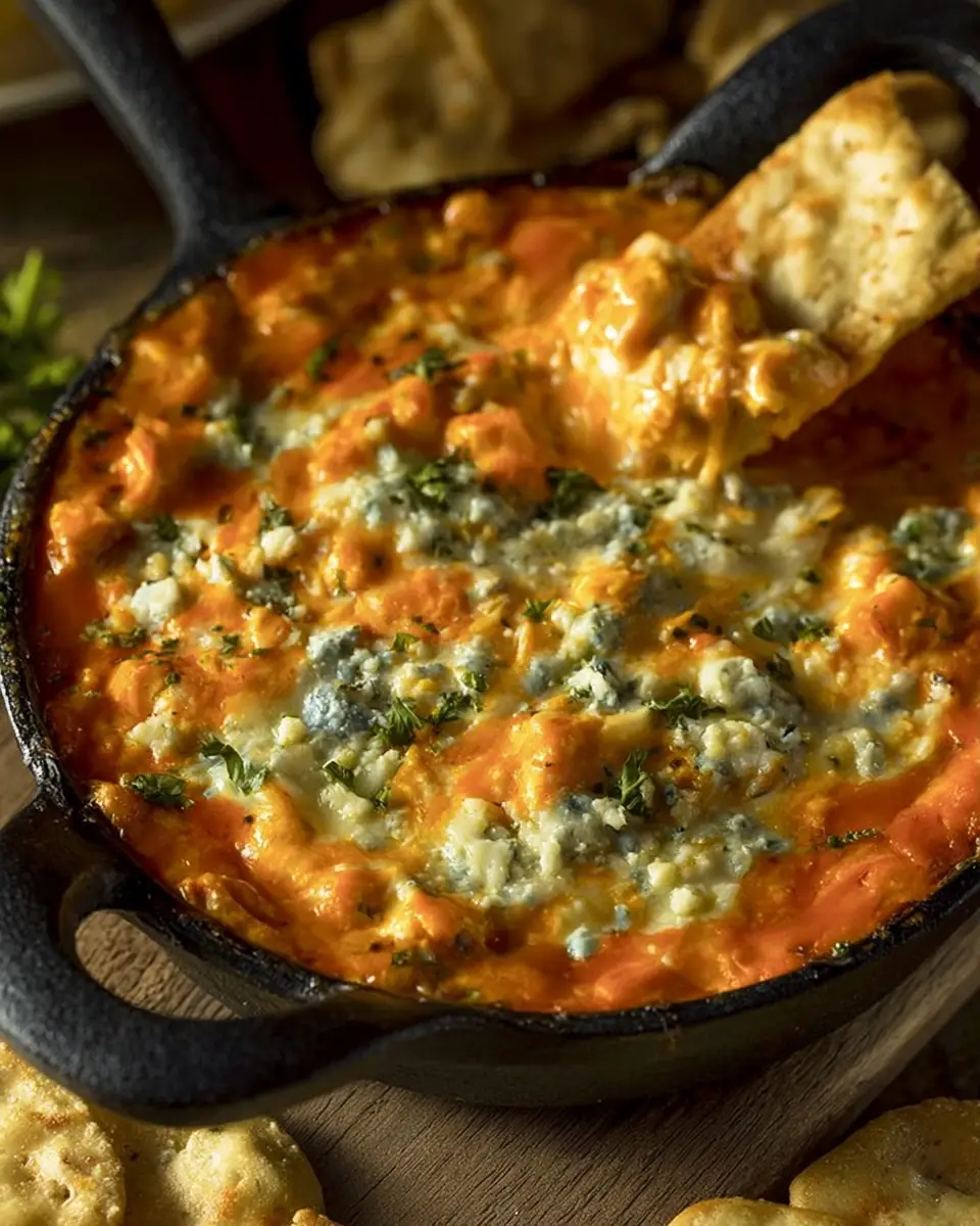 A delicious plate of Easy Buffalo Chicken Dip Recipe