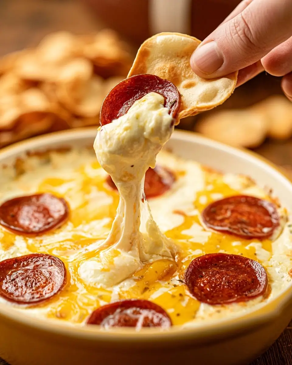 A delicious plate of Football Pepperoni Pizza Dip